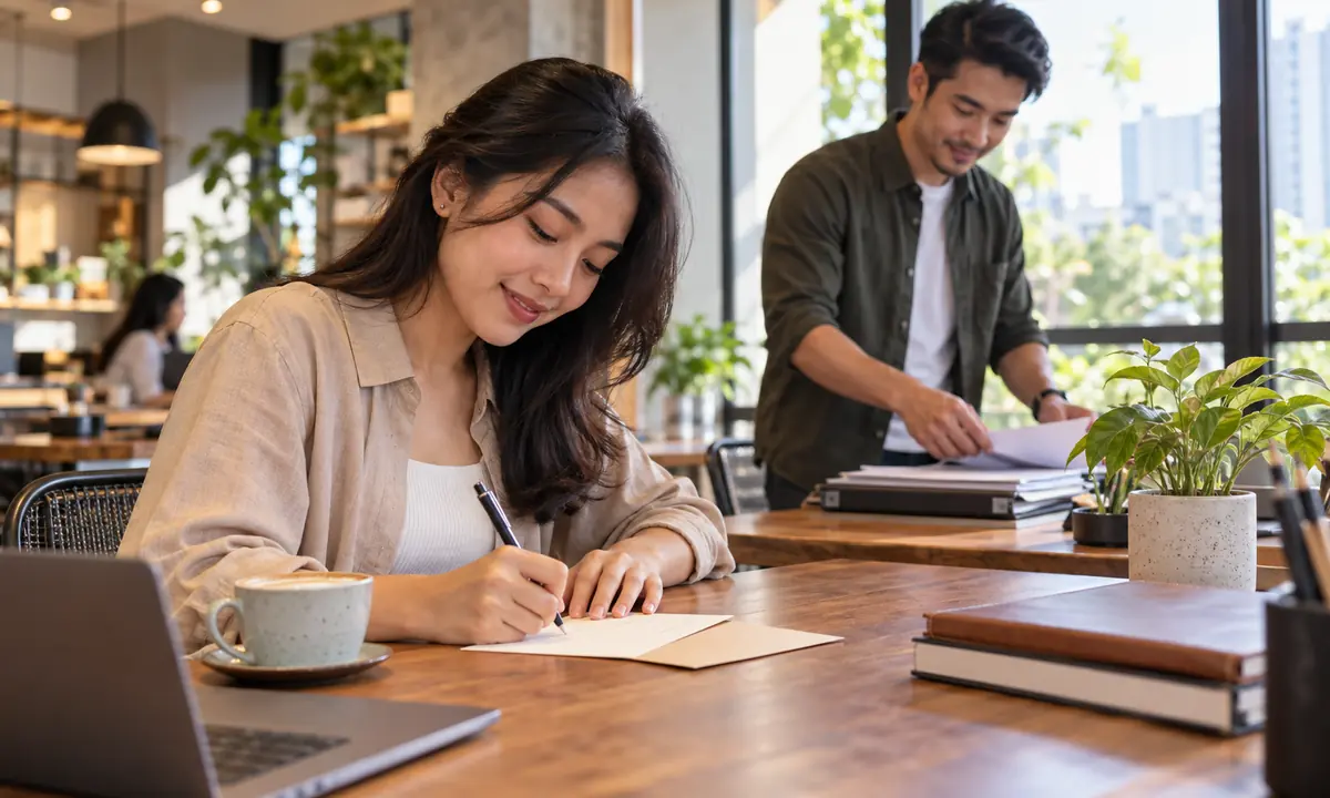 Profesional Indonesia menulis pesan apresiasi kerja untuk rekan dalam bahasa Inggris