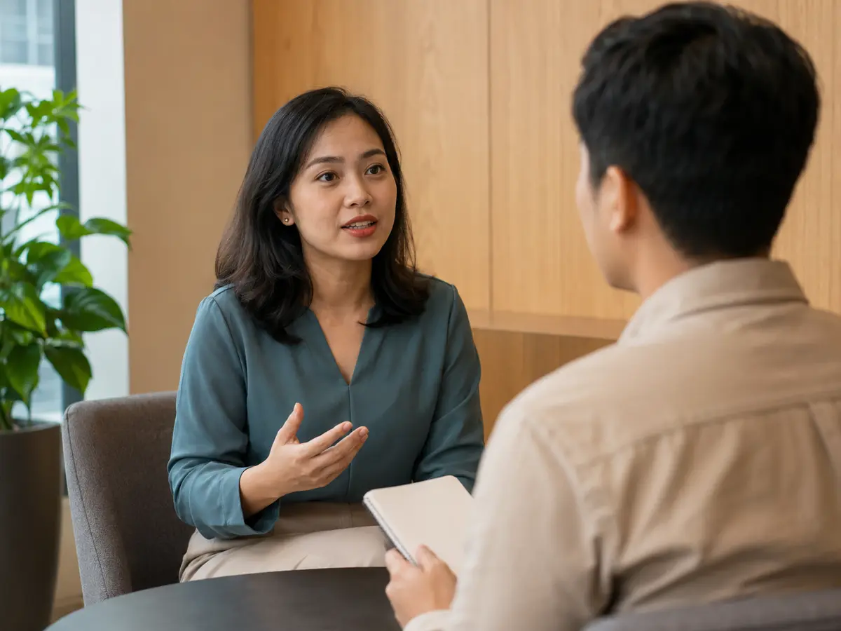 Simulasi interview bahasa Inggris profesional Indonesia dengan coach