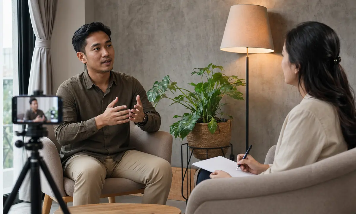 Profesional Indonesia berlatih menjawab pertanyaan konflik kerja dalam mock interview