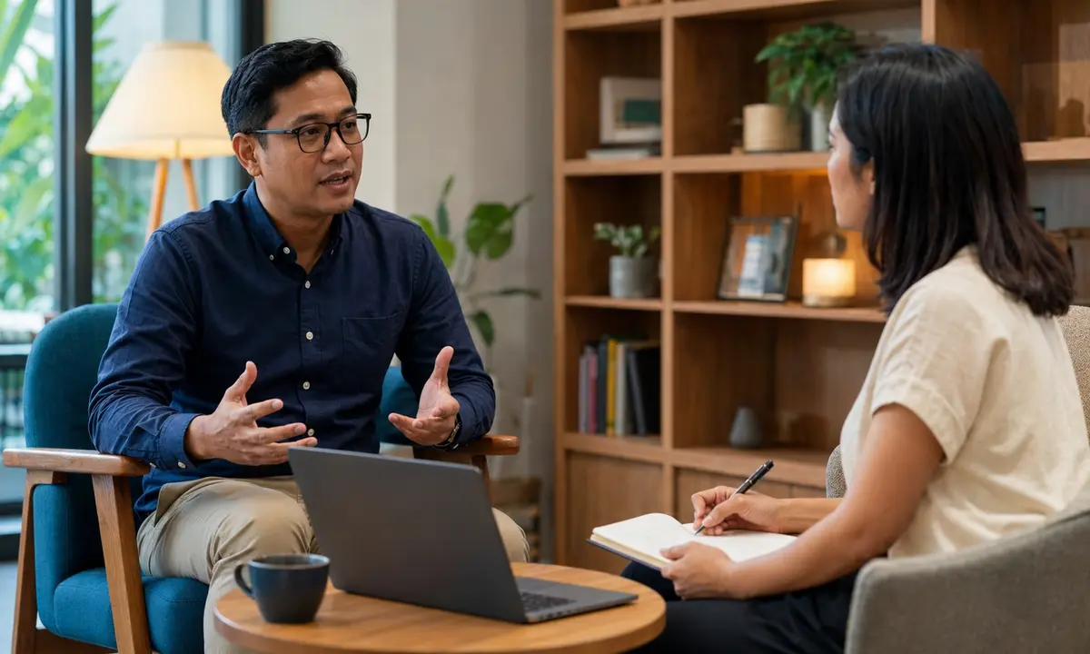 Profesional Indonesia berlatih menjawab pertanyaan kelemahan dalam mock interview