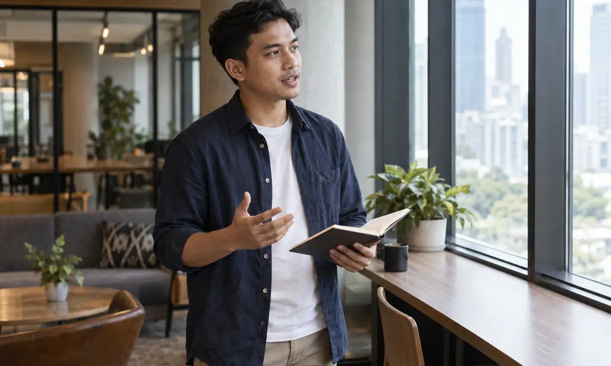 Profesional Indonesia berlatih pembuka networking bahasa Inggris sebelum acara