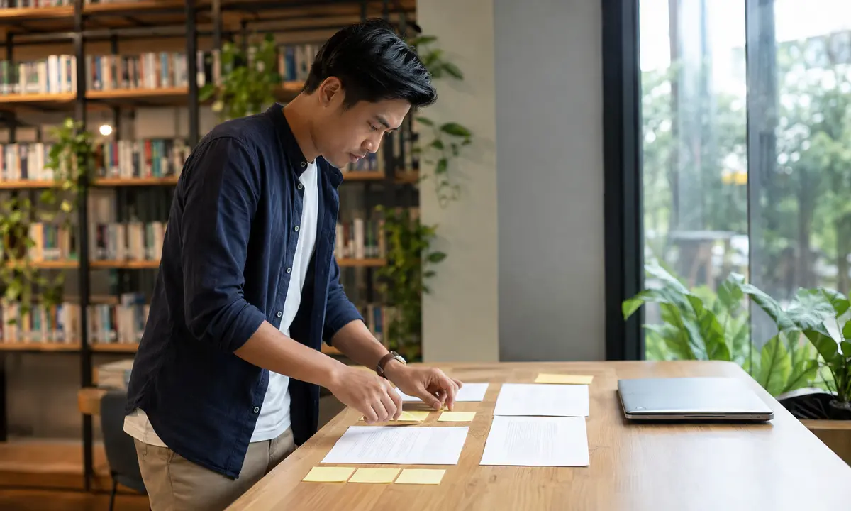 Profesional Indonesia memetakan bukti pengalaman untuk cover letter bahasa Inggris