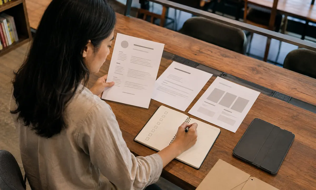 Profesional Indonesia memeriksa CV dan attachment sebelum mengirim email lamaran kerja bahasa Inggris