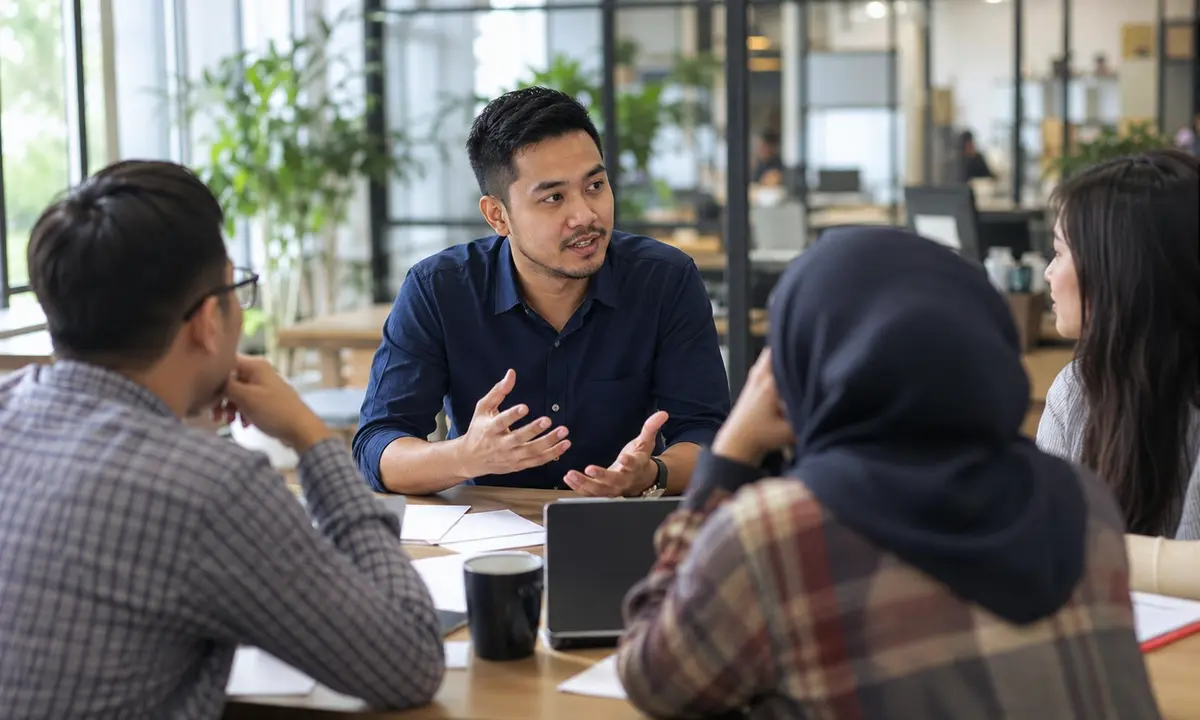 Profesional Indonesia menjawab Q&A presentasi interview