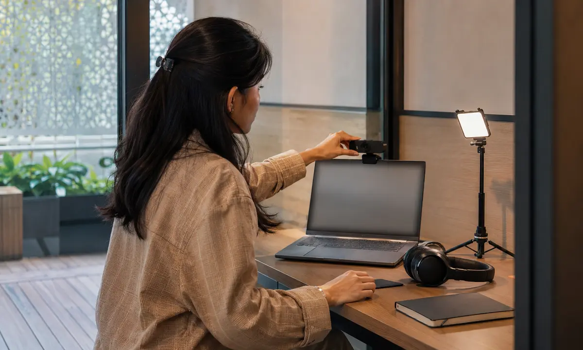 Profesional Indonesia menyiapkan perangkat interview online
