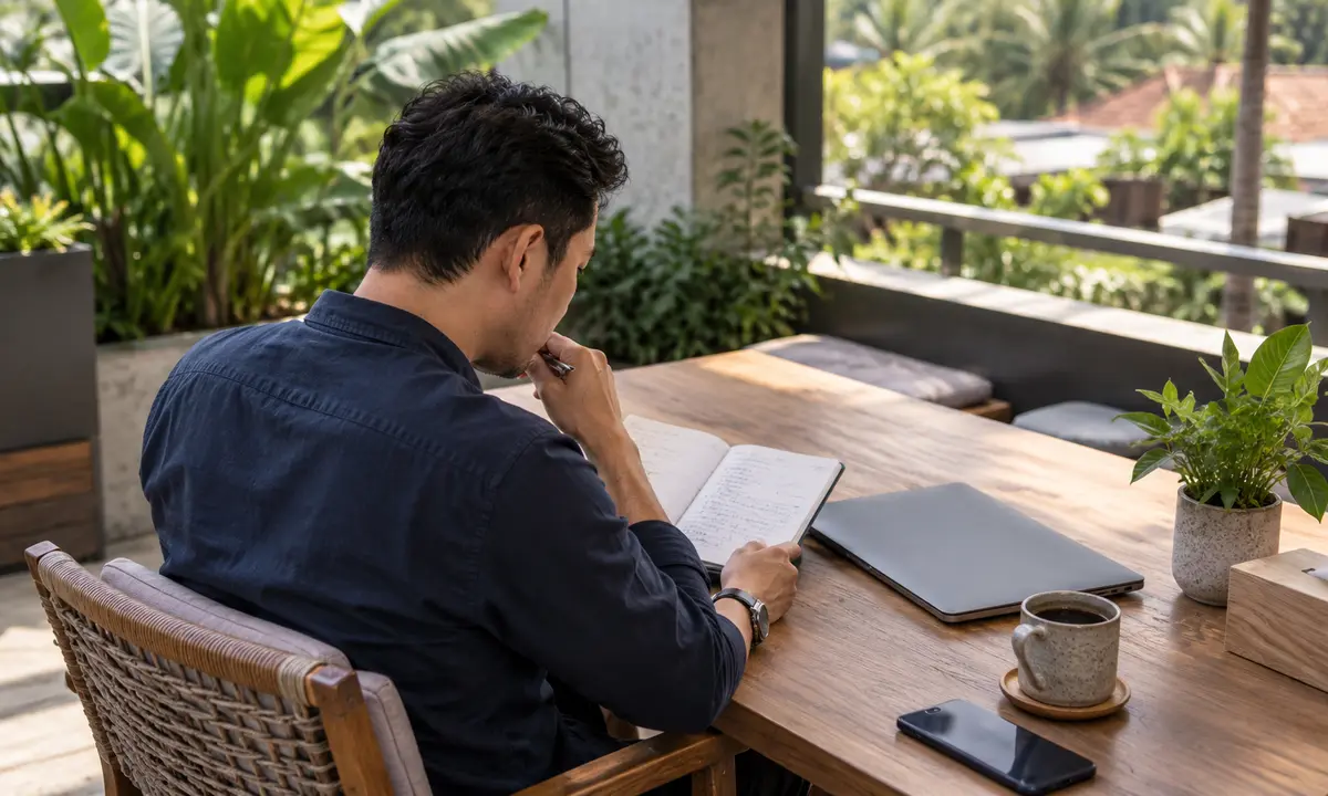 Profesional Indonesia menyiapkan alasan dan alternatif sebelum diskusi meeting bahasa Inggris