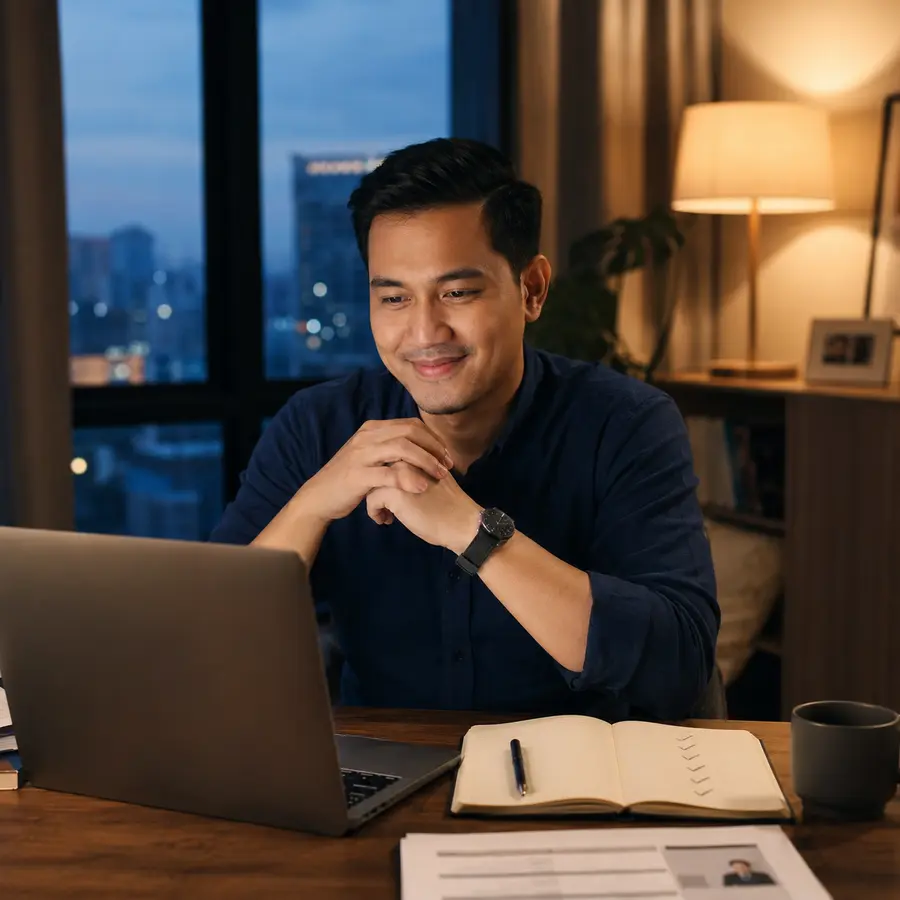 Peserta Vantage English menyusun jawaban interview bahasa Inggris terstruktur